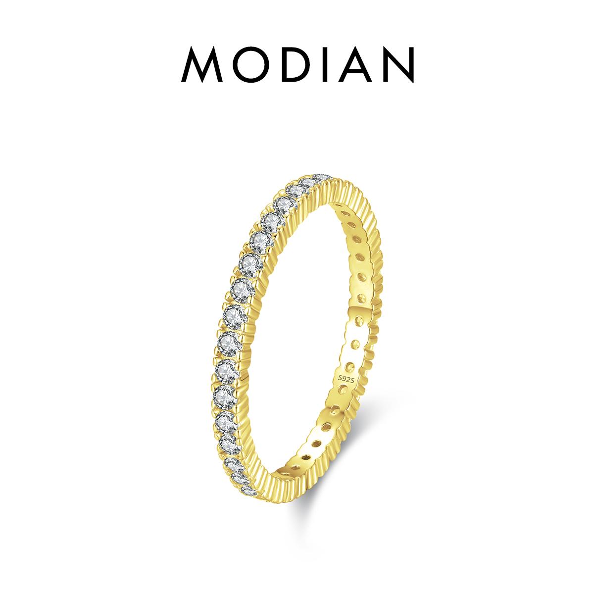 

MODIAN 925 стерлингового серебра классическое сверкающее обручальное кольцо с цирконием обещание свадебное кольцо для женщин ювелирные изделия подарок 5 золотой