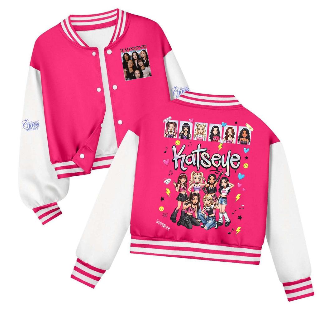 Kids Printed Baseball Jacket Casual Loose Fit Outerwear for Boys and Girls