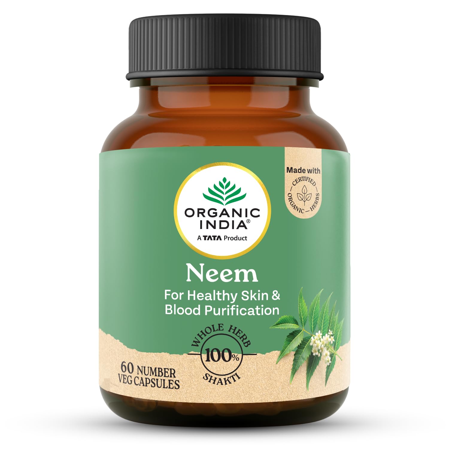

Organic India Neem Veg 60 Capsules For Skin Wellness And Daily Herbal Support 60 Count Natural Plant-Based Supplement