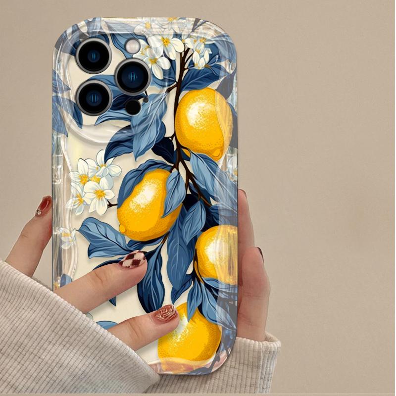 Summer Fruit Lemon Flower 3D Clear Case For iPhone 16 16E 15 14 13 12 11 Pro Max X XS X S Max XR SE 2020  7 8 Silicone Cover