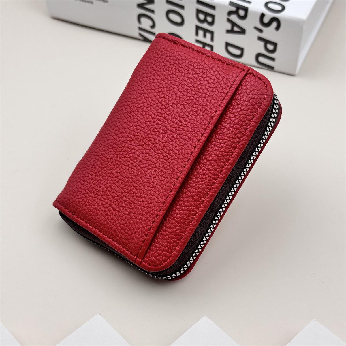 

Портативный вместительный держатель для карт и монет темно-красного