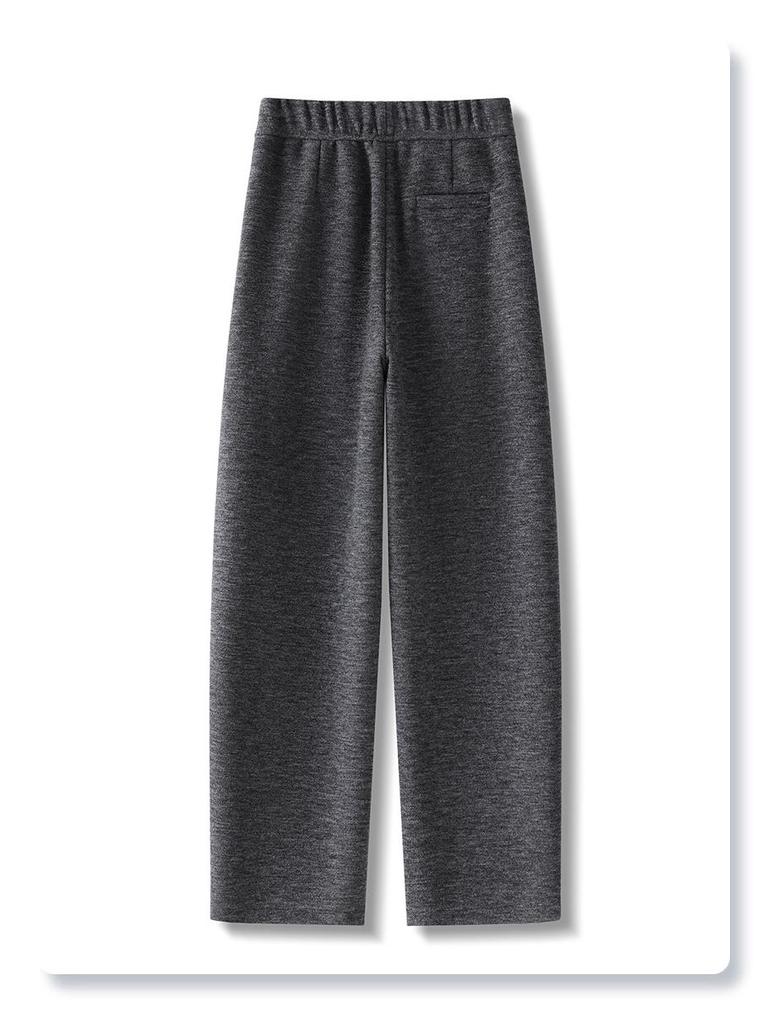 Women's Gray Woolen High-Waist Scimitar Pants - 2024 Autumn/Winter Collection