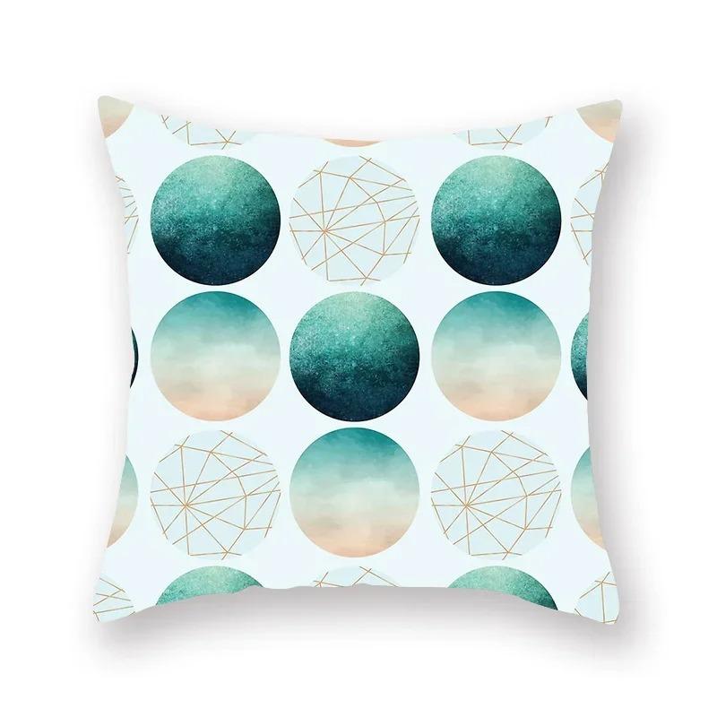 Abstract Geometric Pillowcase Flowers Leaves Teal Sofa Car Bedroom Home Decor Pillow Cushion Cover