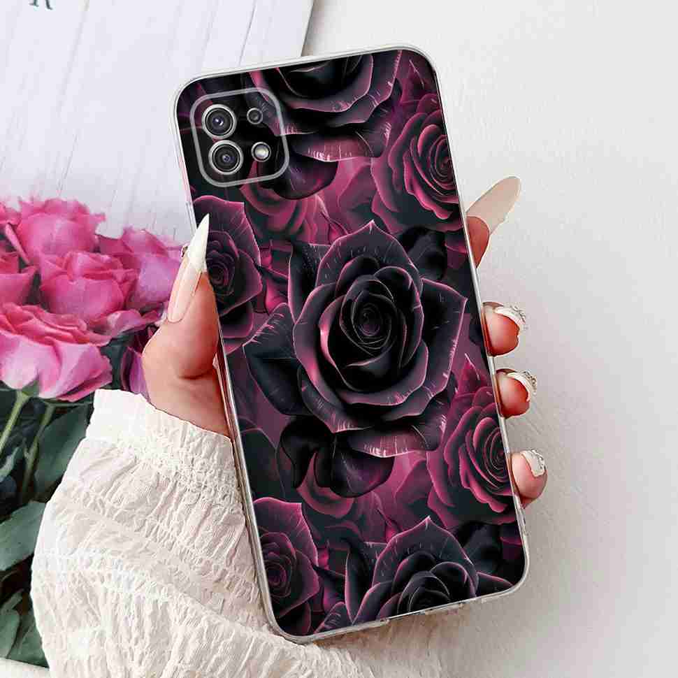 For Samsung Galaxy A22 5G Case SM-A226B Fashion Flower Bear Soft Silicone Cover For Samsung A22 A22 SM-A226BRN 6.6" Phone Casing