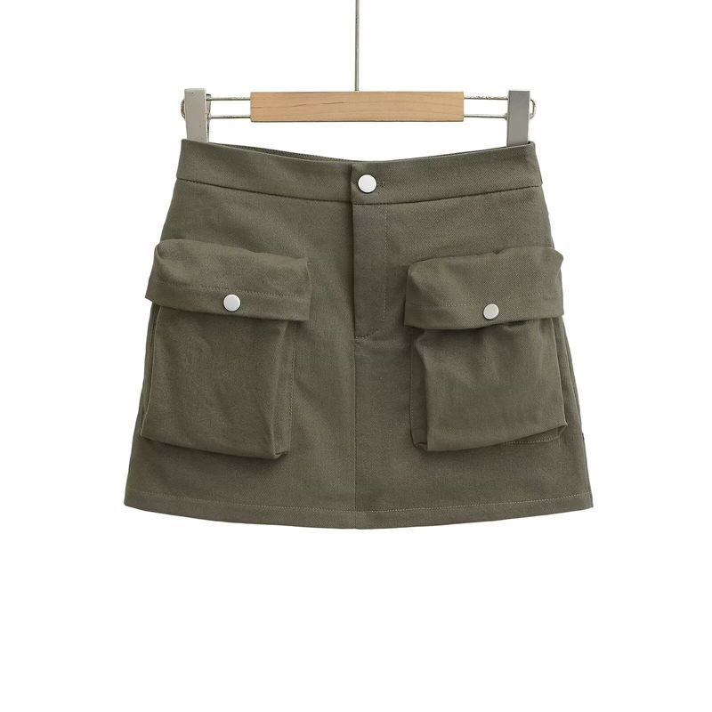 Summer New Women Clothes American Vintage Three-Dimensional Pocket High Waist A Word Anti-exposure Slimming Short Overalls Skirt