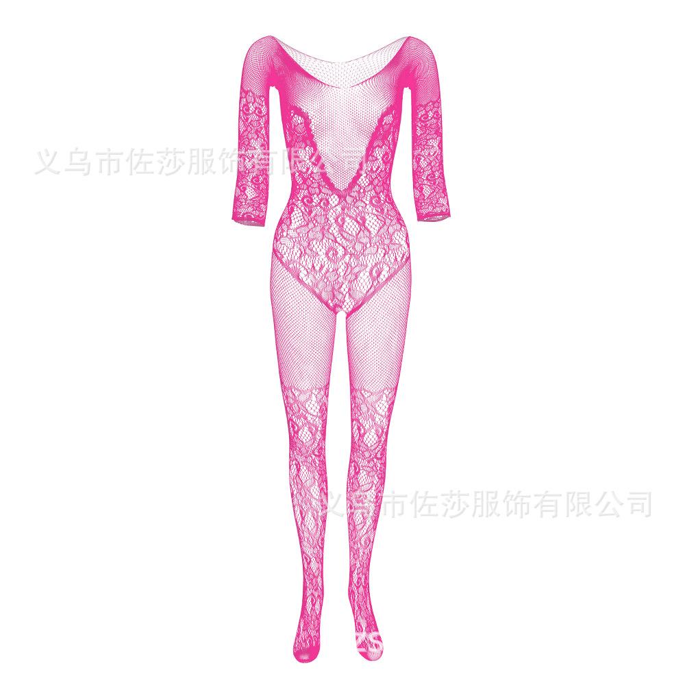 Sex Underwear Large Size, Women's Transparent Mesh One-piece Long-sleeved Crew Neck Mesh One-piece Stockings