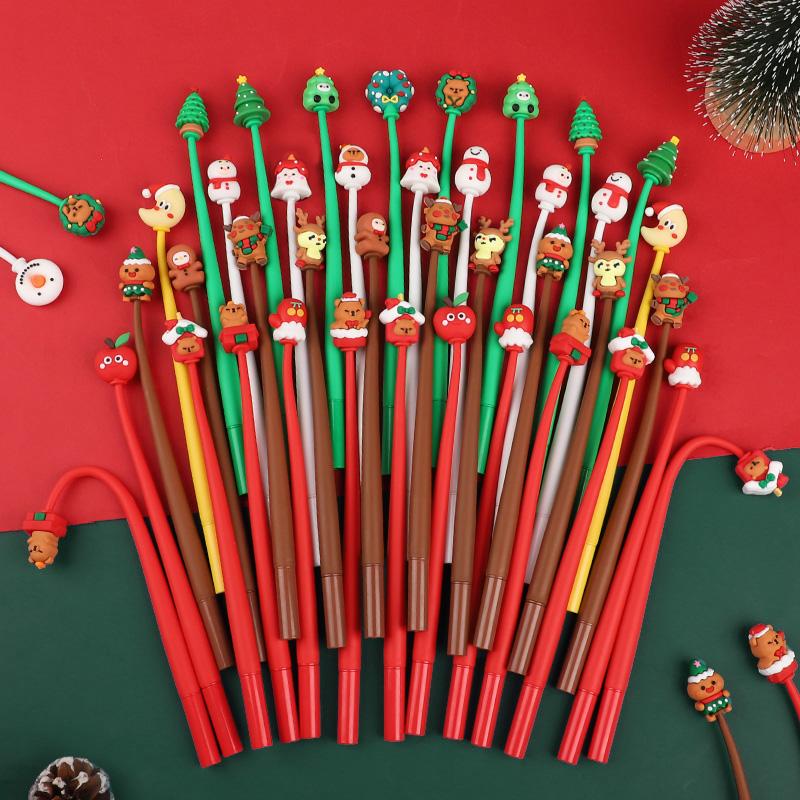 5-30Pcs Mixed Christmas Pens Cartoon Black Ink Writing Pen Kids New Year Gift Stationery 2025 Christmas Party Decor Supplies