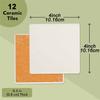 12pcs 4 Inch Square Ceramic Tiles for Crafts with Cork Backing Pads, Unglazed White DIY Coasters for Painting