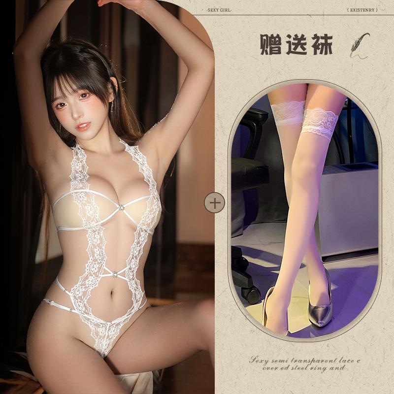 Sexy lingerie sexy lace seduction flash diamond lace-up onesie women's hot seduction