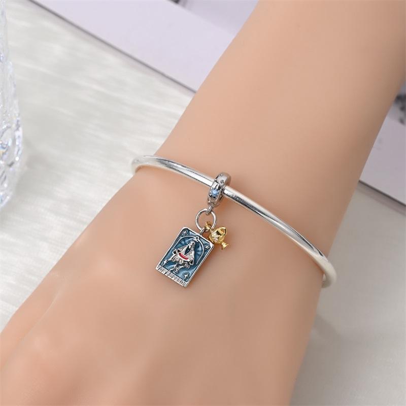 100%Stering Copper Tarot Cards Charms The Emperor'S Holy Grail Pendant Fit 3Mm Original Bracelet Diy For Women Jewelry