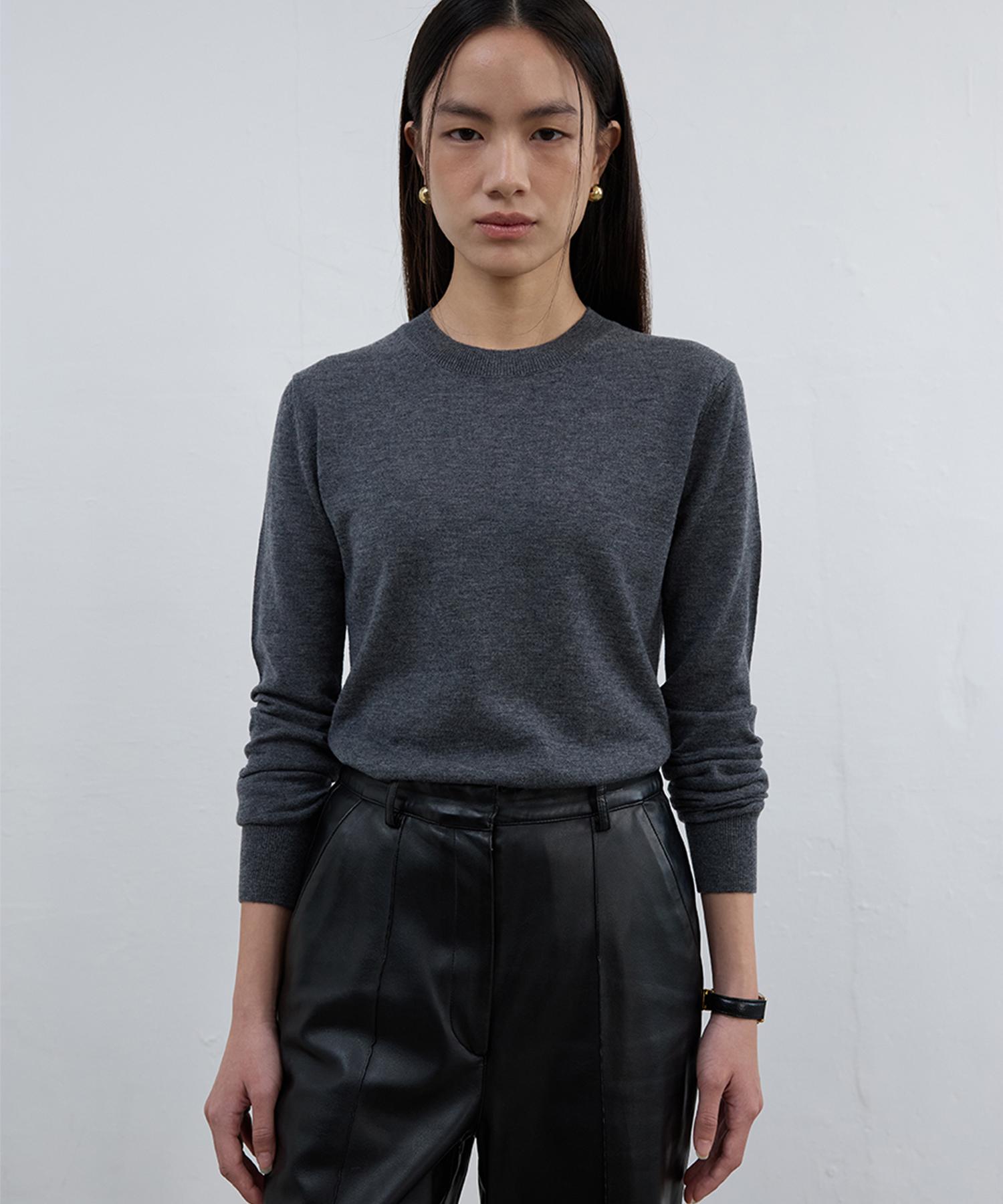 Bundak Saints Round Neck Wool Kint Top Gray Goose Grey Goose/Free