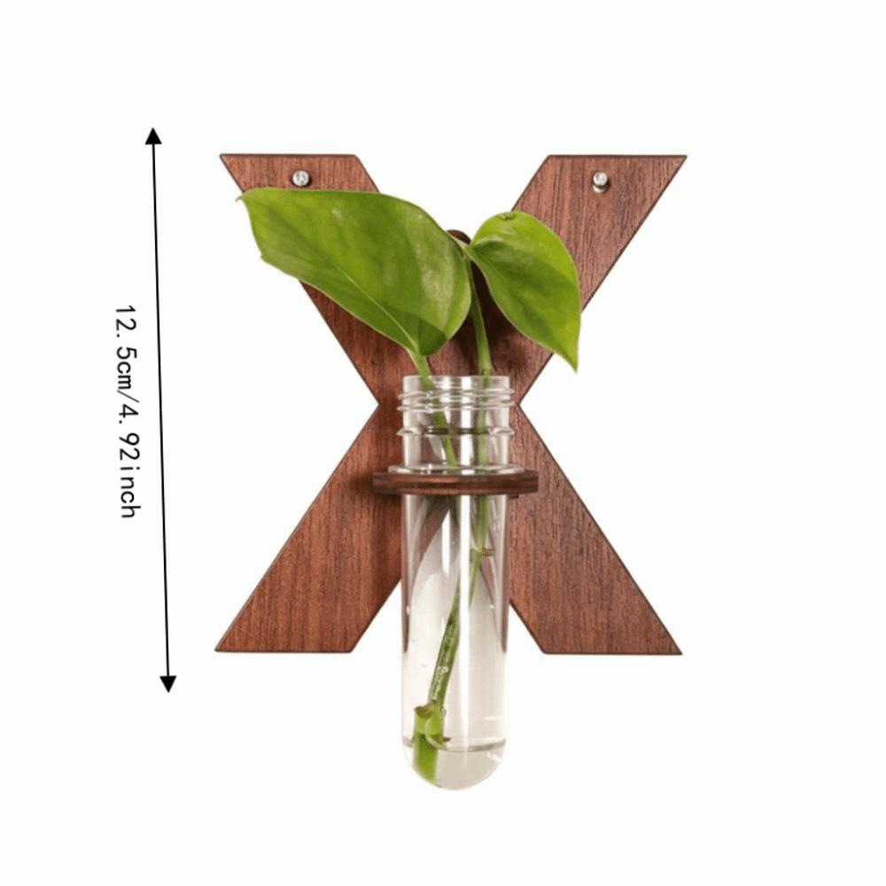 Flower Holder Wooden Hydroponic Planter Shelf A-Z Alphabet Vase Wall Decoration Home Ornaments Retro Flower Pot Indoor Garden