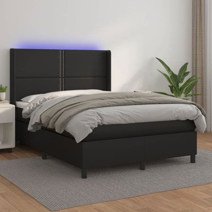 VidaXL Sommier à Lattes de Lit avec Matelas et LED, Lit Rembourré, Lit Double, Lit Adulte de Chambre à Coucher Intérieur, 3139325