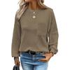 2026 Waffle Knit Round Neck Pocket Casual Loose T-shirt - TikTok Trendy