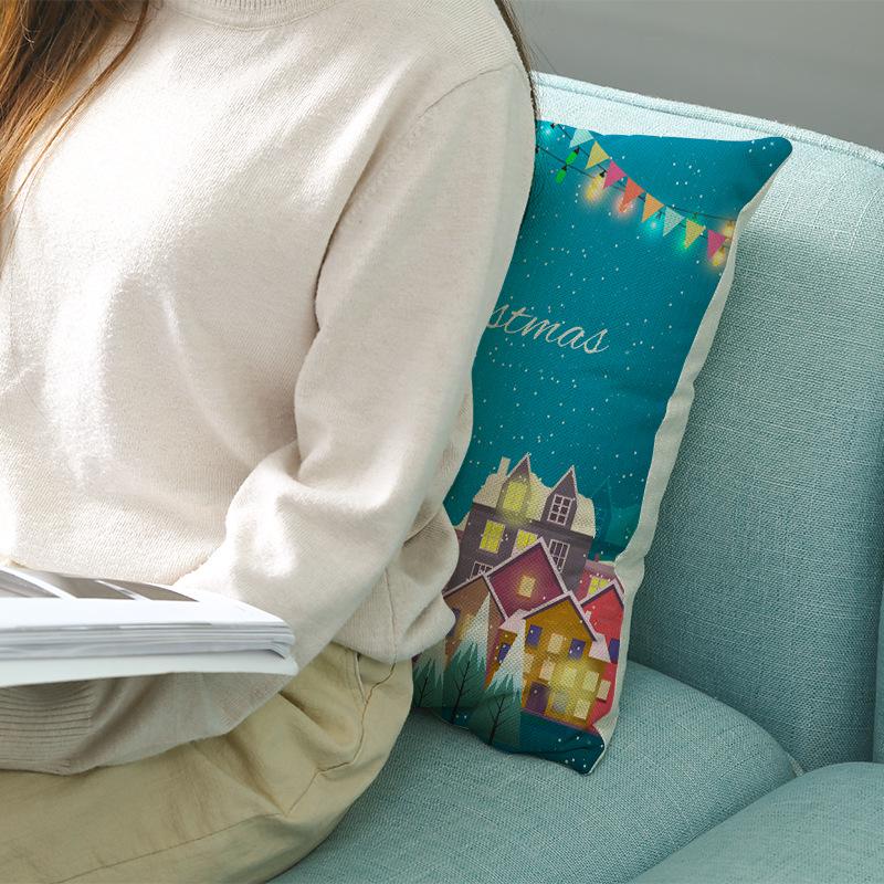Christmas Polyester Pillow Cover Cartoon Digital Print Cushion Cover New Home Decoration Cushion Cover