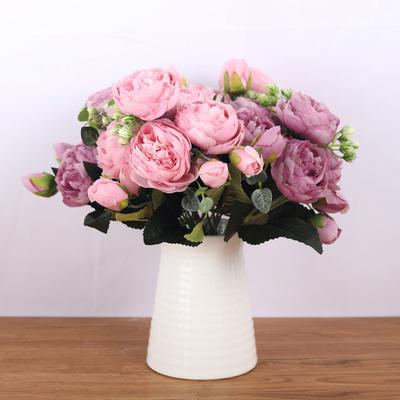 30cm Rosa Seidenrosenstrauß Pfingstrose Künstliche Blumen 5 Große Köpfe 4 Kleine Knospen Braut Hochzeit Heimdekoration Kunstblumen Falsch