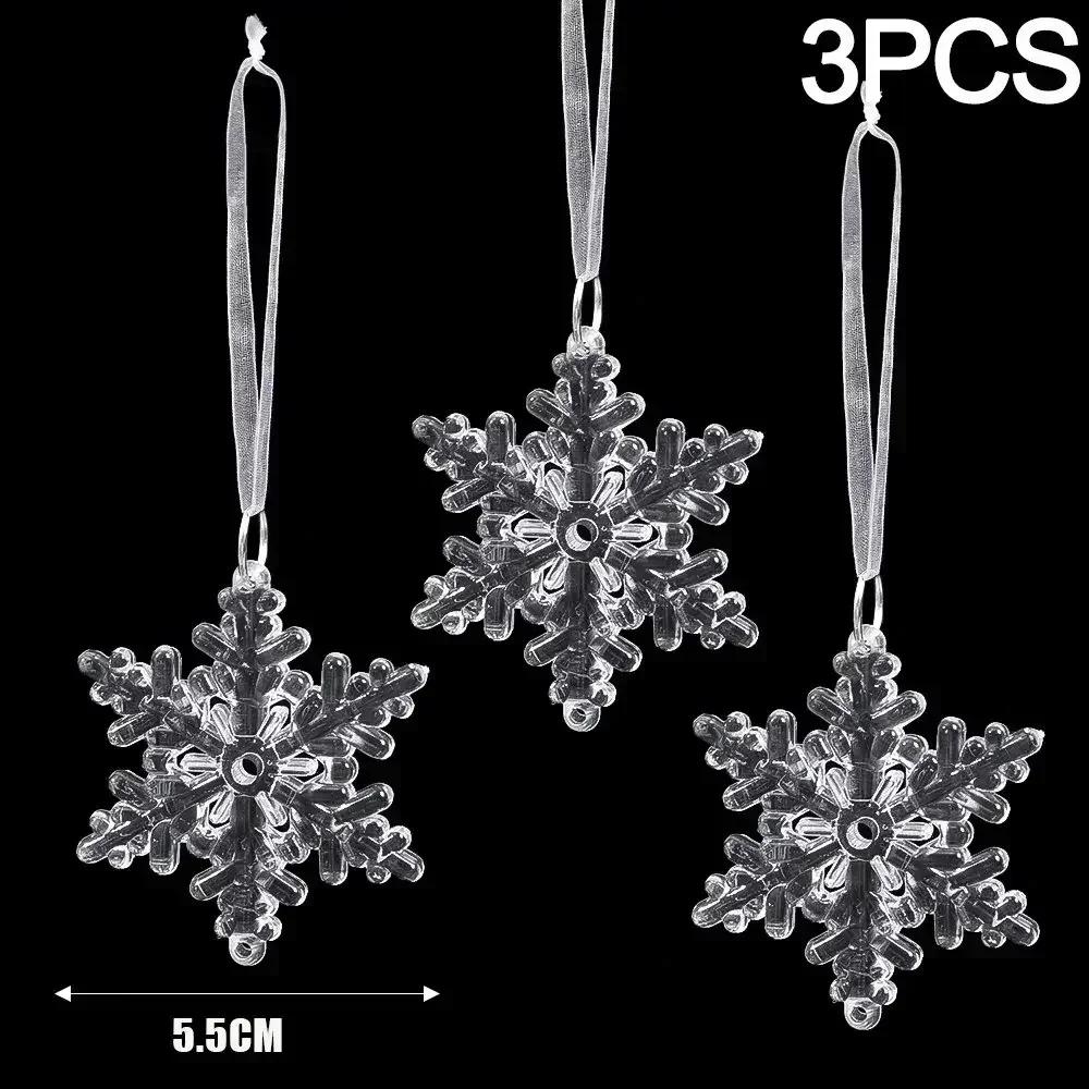 Clear Acrylic Snowflake Ornaments Christmas Tree Decorations Winter Wonderland Party Star Snowflake Icicle Shaped Crystal Decor