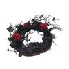 Halloween Wreath Dead Black ABS Artificial Branches Design with Red Flower Door Wreath Garland for Decoration