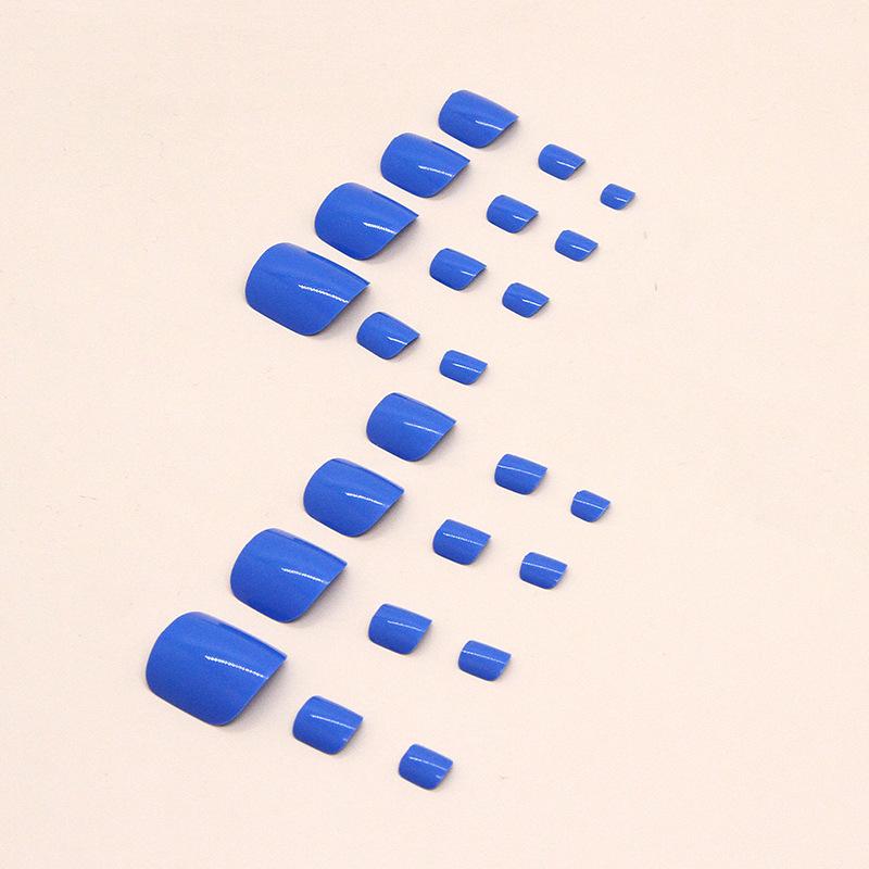 Summer cool feeling sea blue fake nails solid color manicure ins wind wearing nail foot special nail piece wholesale