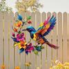 Hand Painted Metal Hummingbird Art Decor Weather Resistant Iron Hanging Decor  Yard Fence