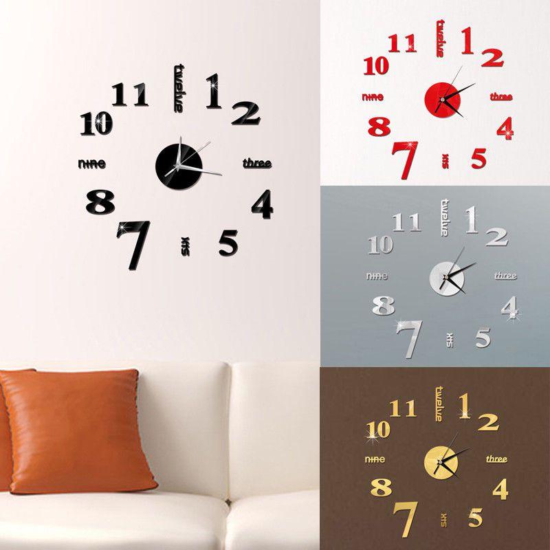 Modern Diy Analog 3d Mirror Surface Number Wall Clock Sticker For Home Decor