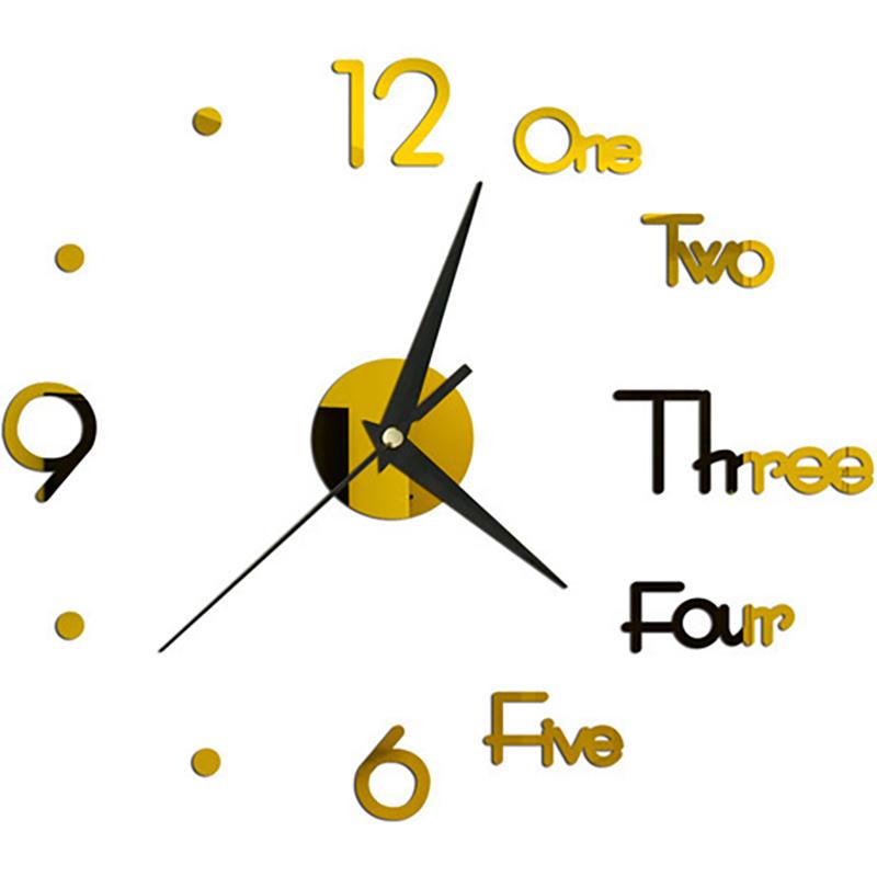 3D DIY Wall Clock Stickers for Decoration Living Room Quartz Needle Self Adhesive Hanging Watch