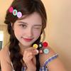 Girl Hairpin Contrasting Color Design Button Shape Hair Clip Non-irritating Side Bang Hair Pin Hair Accessory