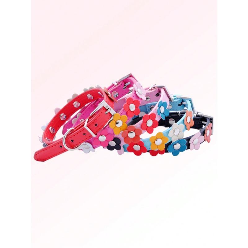 1pc Colorful Flower Decor Pet Collar, Lovely Dog Collar