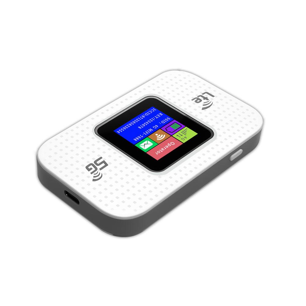 4G LTE Wireless WiFi Router 150Mbps Hotspot with SIM Card Slot (White LCD)