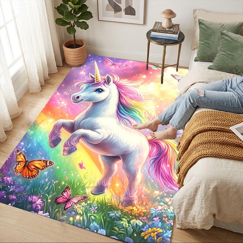 Rainbow Unicorn Living Room Nonslip Area Rug Soft Carpet For Bedroom Game Playroom Sofa Office Home Decor Doormat Christmas Gift C9261866