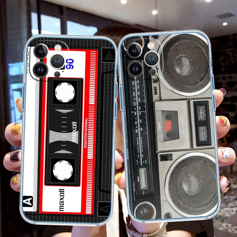 Cassette Vintage Boombox Tape Transparent Phone Case for Motorola Moto G7 G8 G9 G84 G85 G73 G24 G15 Z2 Play Power Plus