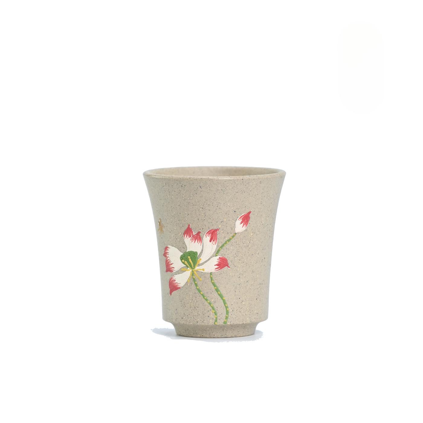 

81ml Hand Painted Lotus Zisha Teacup Raw Ore White Jade Section Mud Fragrance Cup Tasting Master Cup Yixing Purple Clay Teaset As your choose