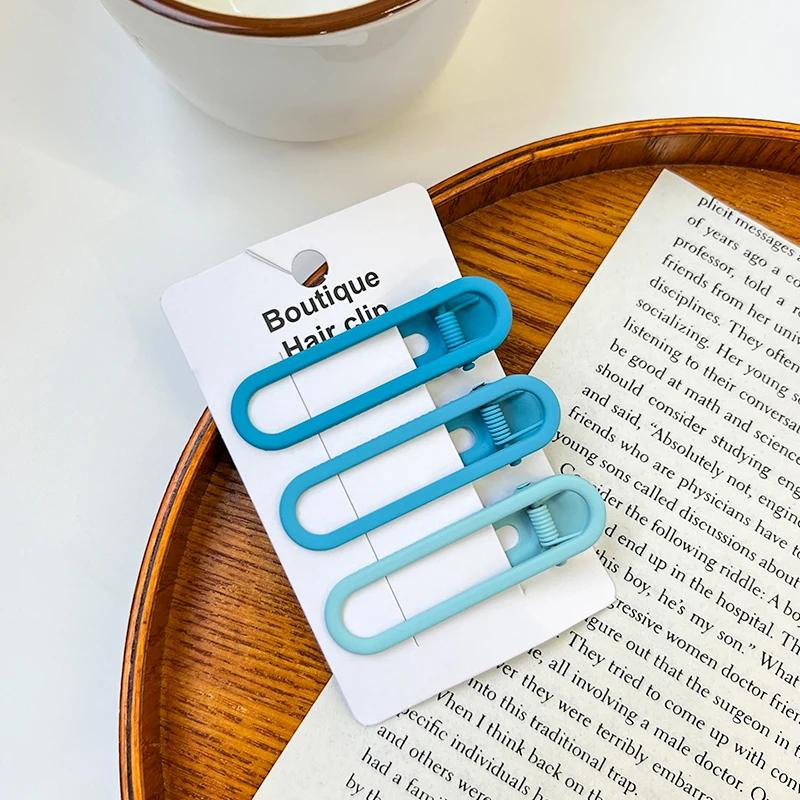 3/4 Pcs/Set New Women Girks Vintage Frosted Geometry Ornamentr Hair Clips Adult Lovely Alloy Hairpins Female Hair Accessories