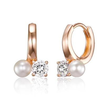 14K GF Perle Kubischer Punkt One-Touch Ohrringe C24EGF196