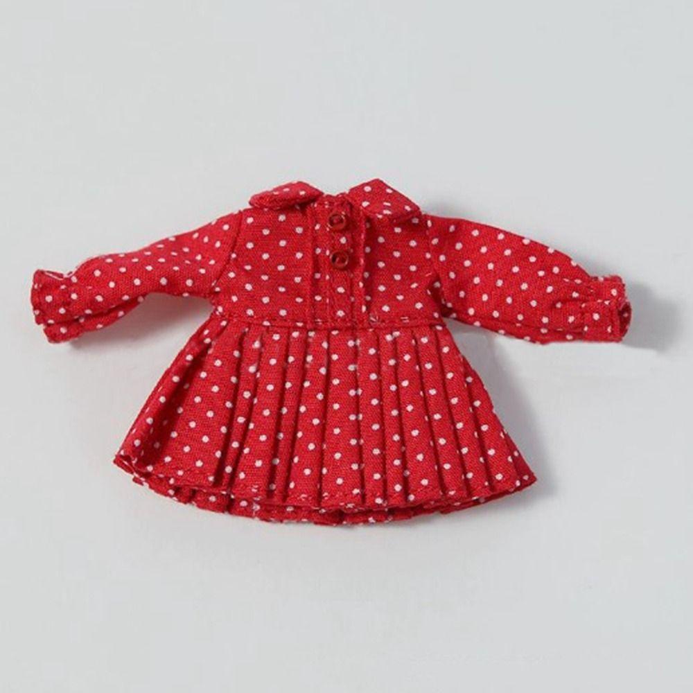 Handmade Doll Pleated Skirt Lapel Collar Jeans Dresses for 1/11 OB11 Dolls for 1/12 BJD Dolls