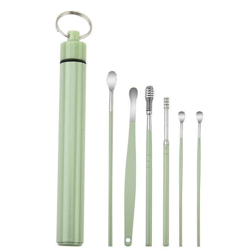 6PCS Stainless Steel Earpick Ear Cleaner Spoon Ear Care Cleaning Tool Earwax Removal Kit Ear Pick Vax Remover Cleanser Health