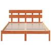 Brown Bed Frame with Headboard 160 X 200 Cm Solid Pine Wood