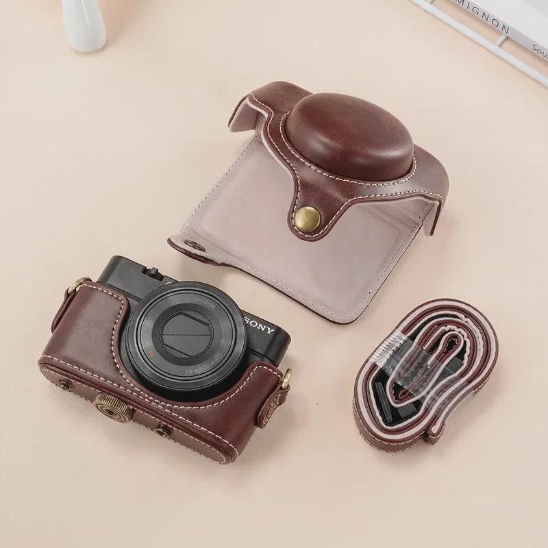Sony RX100 Series Leather Camera Case - Compatible with RX100M6, RX100 M2, M3, M4, M5A, M5, WX700, HX90 - Black