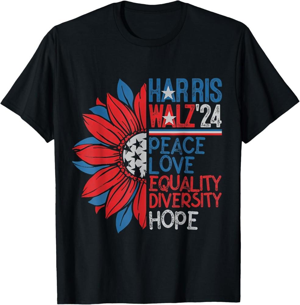Kamala Walz Peace Love Equality Hope Diversity T-Shirt Unisex T-Shirt XXXXL