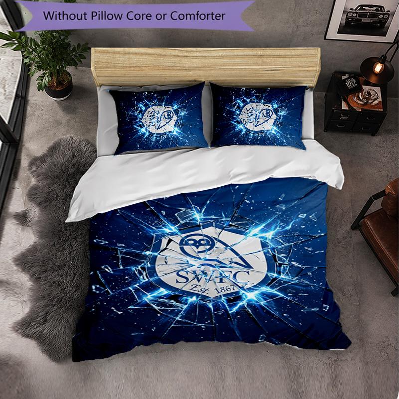 Sheffield Wednesday Football 3 Piece Bedding Set Soft Duvet Cover Set with Pillowcases Printed Bedroom Decor Set for Home