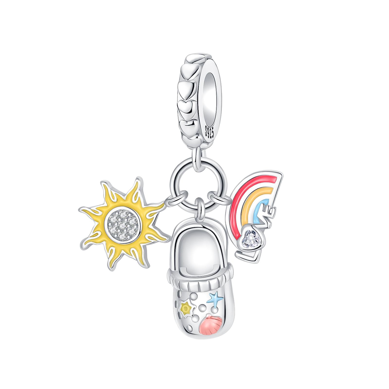 

Copper Summer Series Charms Slippers Coconut Tree Bead Pendant Fit Original Bracelets Fashion Diy Jewelry Gift