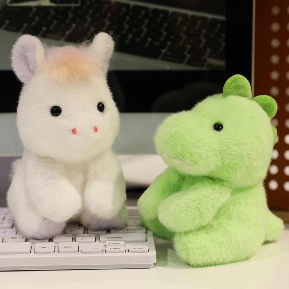 Fluffy Plush Desktop Buddy Toy Sitting Cow Hug Pillow Creative Dinosaur Plush  Toy  Children's Day