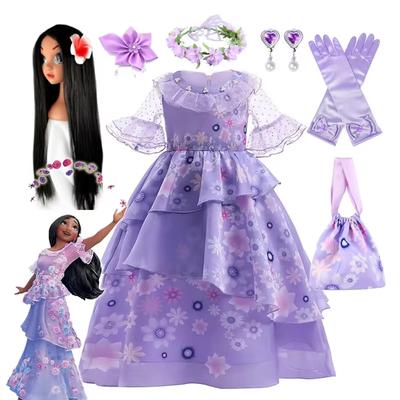 Kinder Isabella Prinzessin Lila Ausgefallenes Rüschen Geburtstagsparty Verkleidungskleid Für Mädchen Halloween Karneval Cosplay Encanto Kostüme