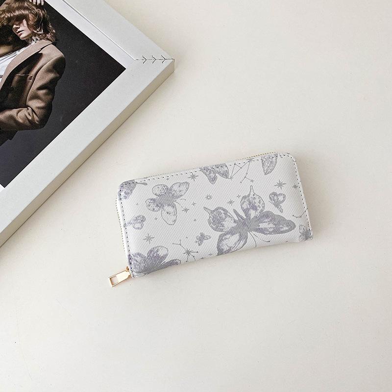 2024 Korejská peněženka Butterfly Print: Stylová, jednoduchá spojka s jednoduchým zipem