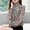 Fashion Long Sleeve Chiffon Blouse Women Casual Tops Female Stand Collar Slim Elegant Floral Shirt Women's Clothing