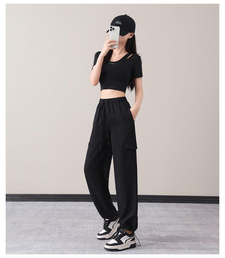 Women's Summer 2025 Casual Sportswear Set: New Style Hiking Sun Protection Clothing with Loose Cargo Pants