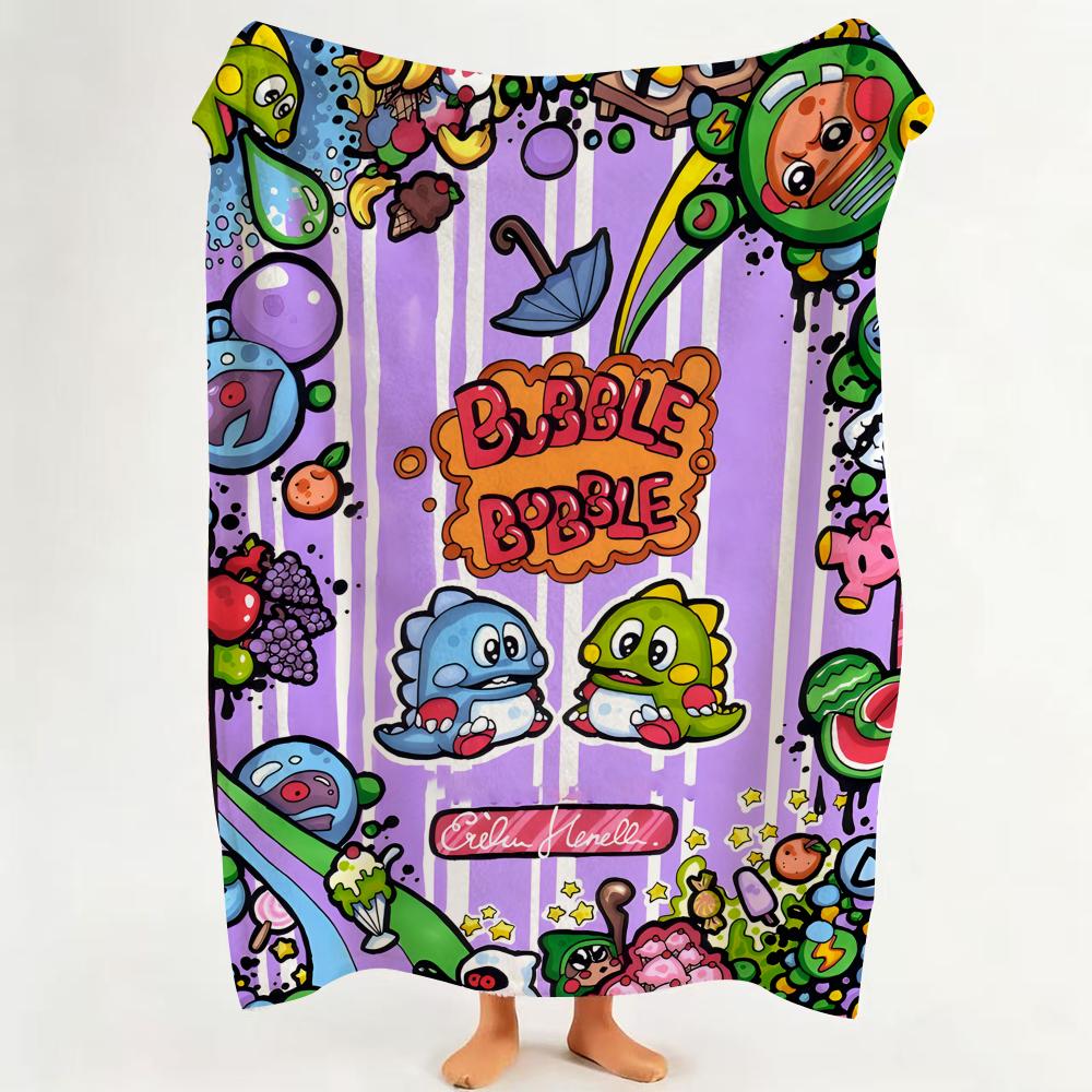 Game G Game B Bubble B Bobble Throw Flannel Throw Blanket Suitable for Sofa Living Room Bedroom