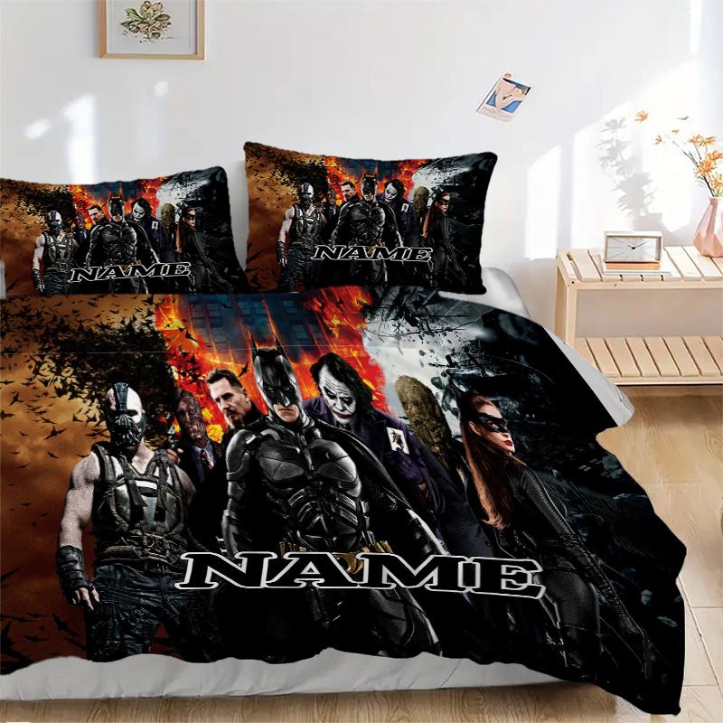 Custom Textile Batman Thunder Bedding 3 Piece Set HD Print Duvet Cover Pillowcases for Teens Adult Bedroom Decoration