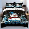Snowman Merry Christmas Design Bedding Duvet Cover Set Duvet Cover Pillowcases  (1*Duvet Cover 2*Pillowcases, Without Duvet Insert)