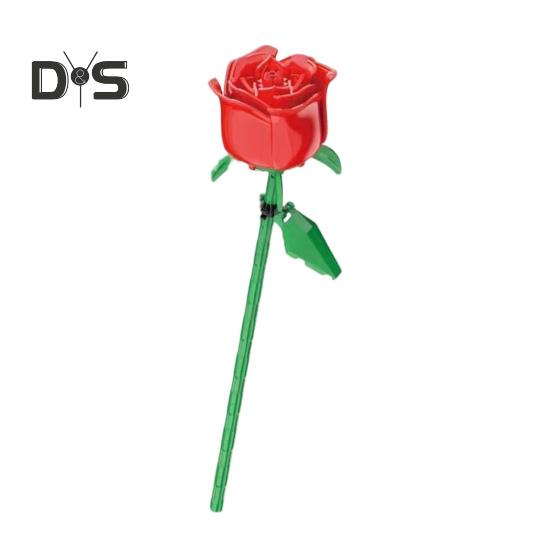 1 Set Building Block Rose Branch DIY Handmade Colorful Flower Block Assembly Toy Plastic Floral Plants Decoration Kids Adults Girls Gift